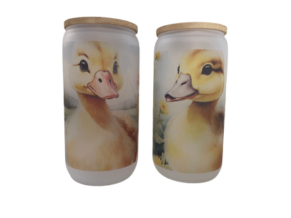 Frosted Beer Glass w/design