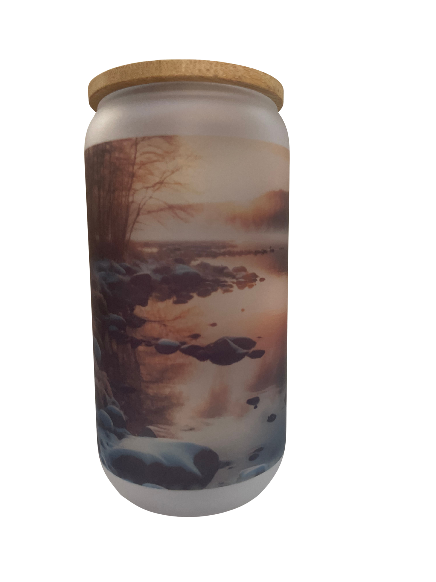 Frosted Beer Glass w/design