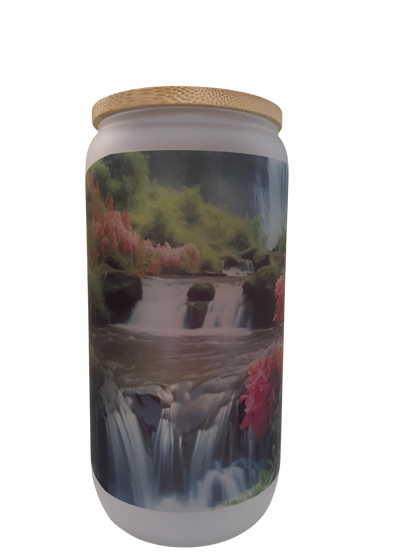 Frosted Beer Glass w/design
