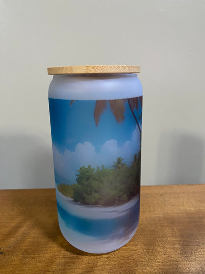 Frosted Beer Glass w/design