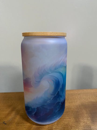 Frosted Beer Glass w/design