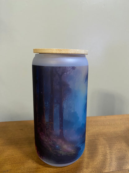 Frosted Beer Glass w/design
