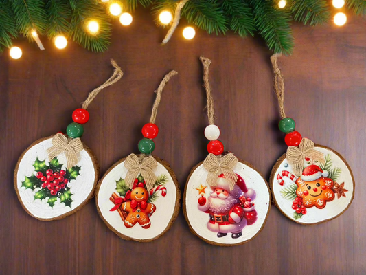 Wooden Disc Ornament w/design
